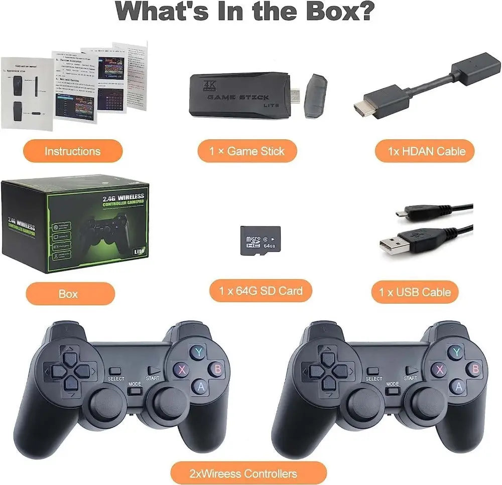 M8 Portable Mini Gamepad, Plug & Play, With 2 Wireless Controllers And A 64G Micro SD Card, HDTV Game Console Byzantium Phanes