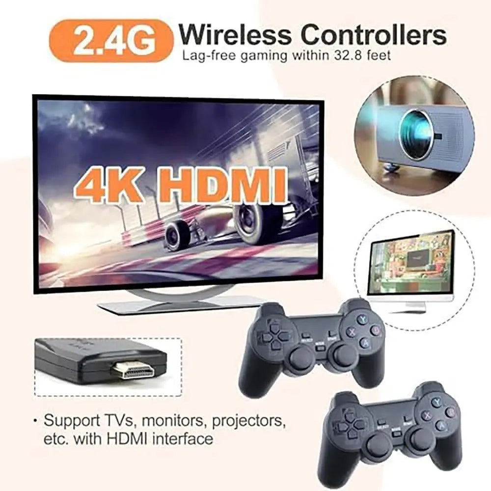 M8 Portable Mini Gamepad, Plug & Play, With 2 Wireless Controllers And A 64G Micro SD Card, HDTV Game Console Byzantium Phanes