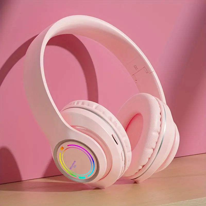 Glowing Wireless Headphones with Multi-Color LED Lights Comfortable And Foldable Design Suitable for Tablets Pcs Tvs And Phones