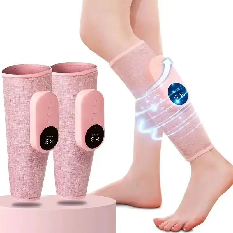 Rechargeable Leg Massager With Heat And Air Compression - 3 Modes, 3 Intensities For Improved Circulation & Swelling, USB Powered, Pink - Ideal For Soothing Leg & Shoporiz