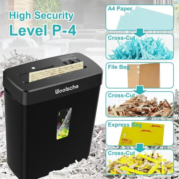 Woolsche Paper Shredder - 10-Sheet Cross Cut With 3.43-Gallon Basket - P-4 Security Level - 3-Mode Design - Shreds CD And Credit Card - Durable, Fast, And Jam Proof For H Shoporiz