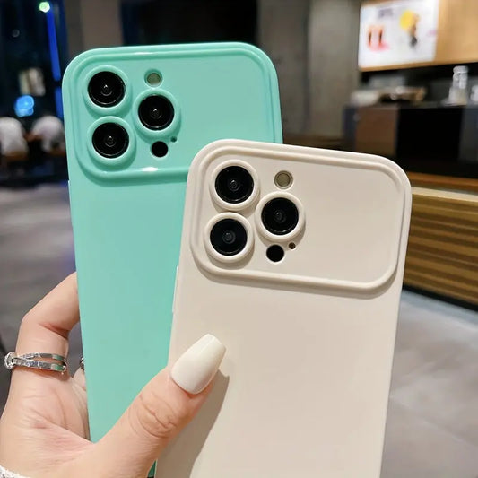 Luxury Solid Color TPU Shockproof Phone Case For IPhone 14 Pro Max 13 12 15 Pro Max Lens Protection Bumper Rear Cover For IPhone 11 Pro Max X XS XR 8 7 Plus Case