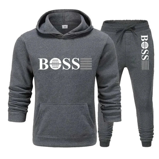 New autumn and winter men's long-sleeved hoodie; pants two-piece set of fashionable outdoor sportswear Shoporiz