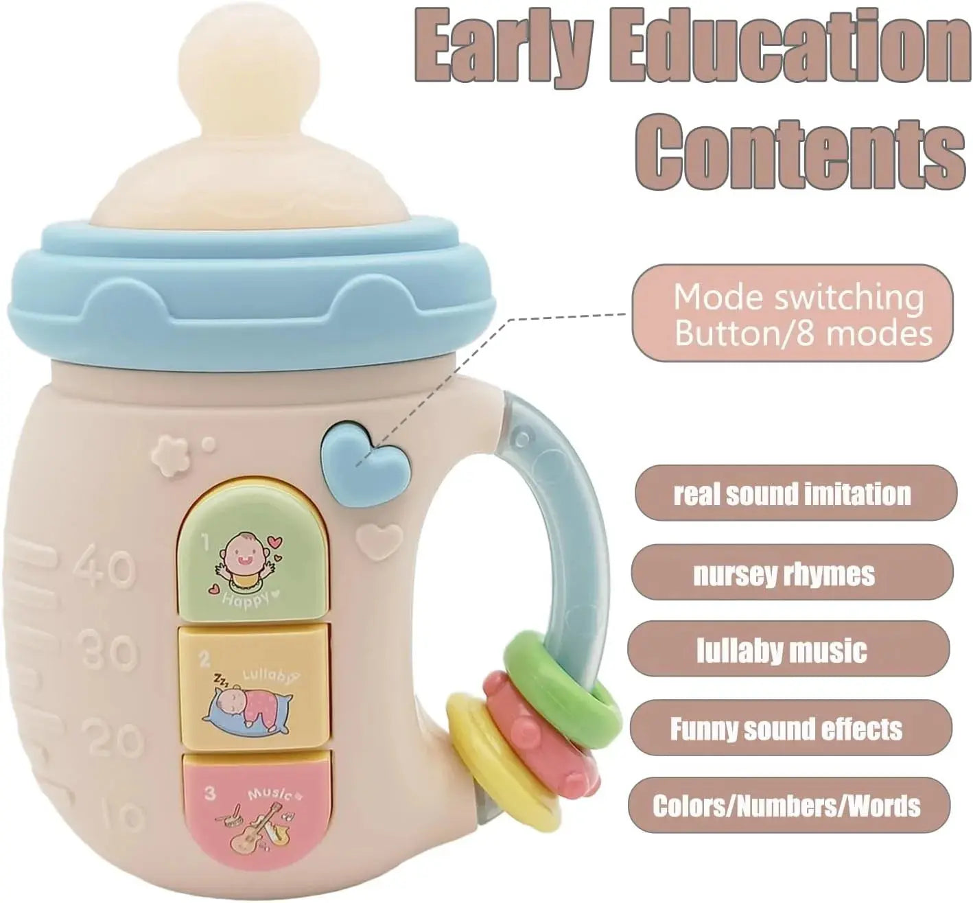 Baby 18M+Cute Bottle Illuminates Music Baby Ringing Soothing Toy Early Learning Education Toy Girl Baby Boy Birthday Gift Toy Shoporiz