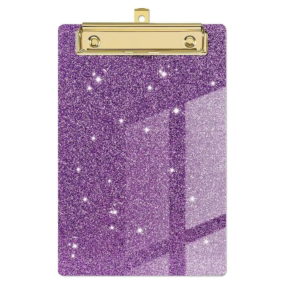 Durable Pink Glitter Acrylic Clipboards Colored Mental Clip Writing Clip Board Student Supplies Office Clipboard Classrooms
