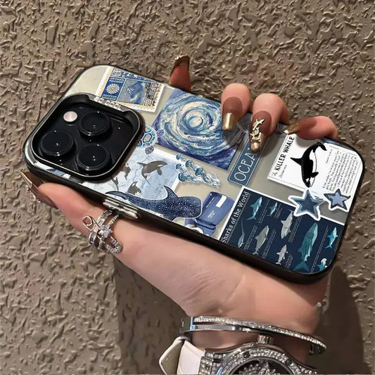 Ocean-Themed Pattern Phone Case for iPhone Shockproof Back Cover Compatible with Multiple Models Anti-Scratch Lightweight Matte Shoporiz