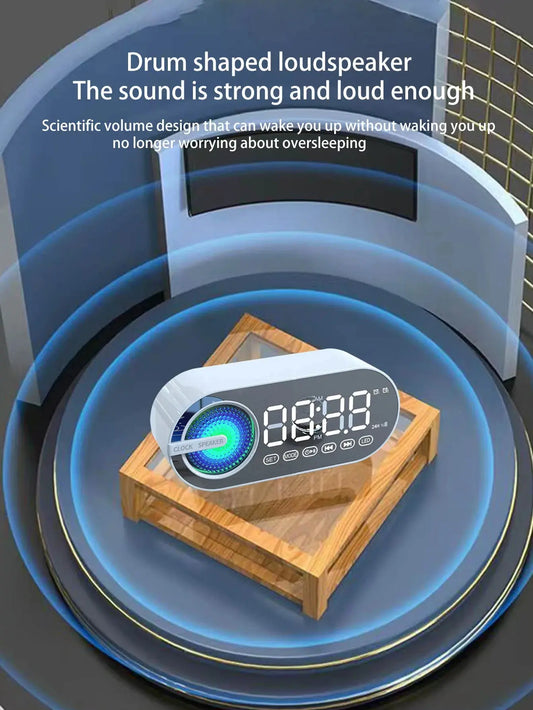 Wireless Bluetooth speaker, mini design with multiple functions as a clock, outdoor version subwoofer is powerful Shoporiz