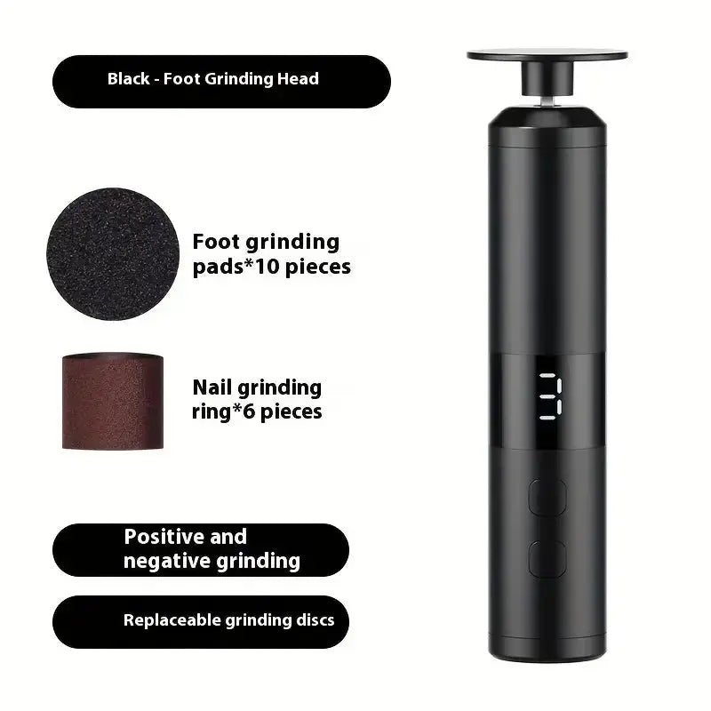 3-speed adjustment, LCD display screen, 16 interchangeable heads for home/foot and hand care, fast charging