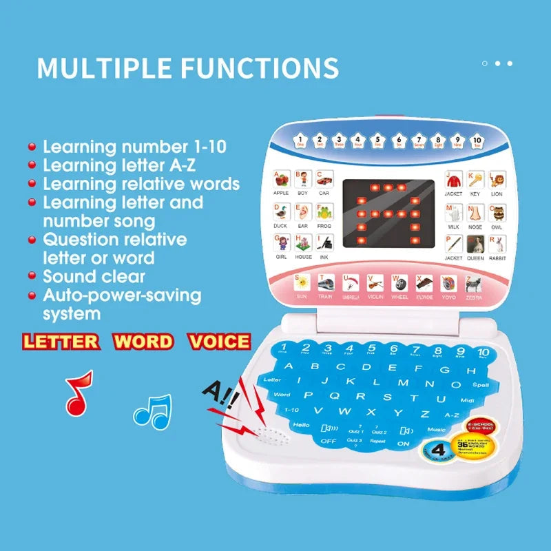 English Learning Small Laptop Toy for Children.Kids. Boys and Girls Computer for Aphabet ABC.Numbers.Words.Spelling.Maths.Music shoporiz