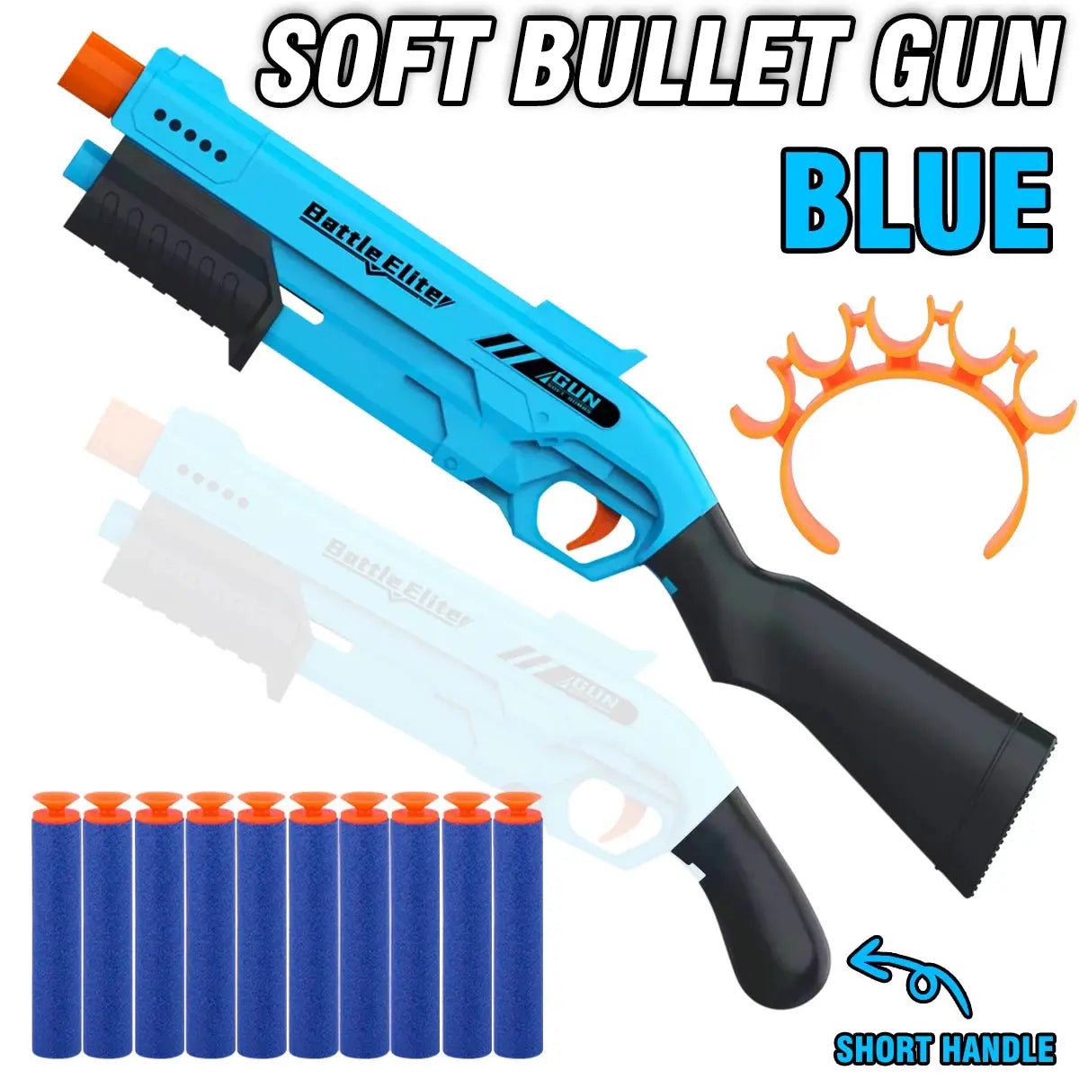 Kids Outdoor Dual Handles Foam Dart Blaster Gun Safe Ammo Soft Bullet Multi Colors Battle Toy for Children