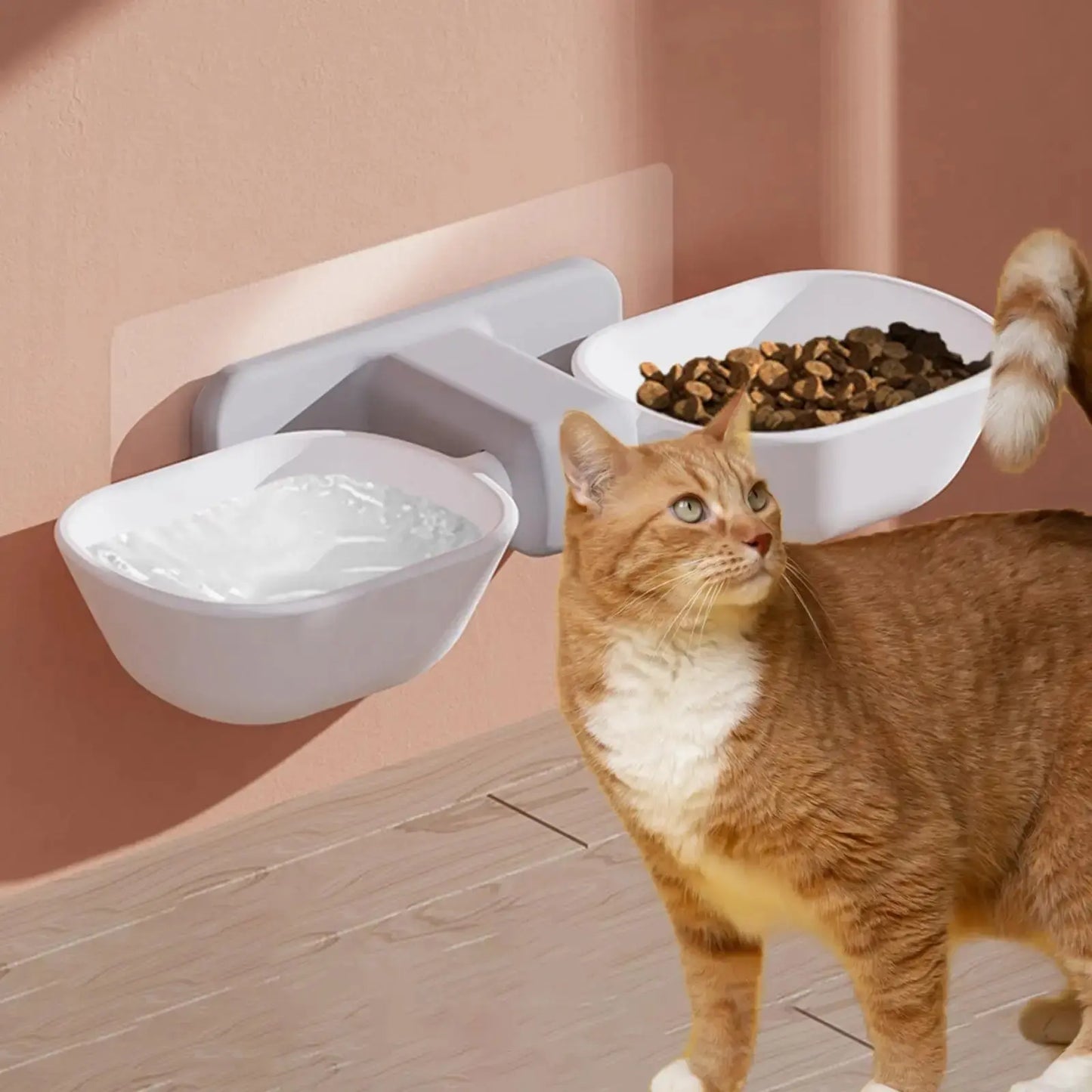 Double Cat Bowls Wall Mounted Feeder for dogs and cats Pet Feeding Bowls