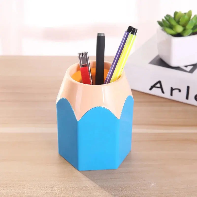 Cute Pencil Head Shape Pen Holder Pencil Storage Box Student Desktop Office Shoporiz