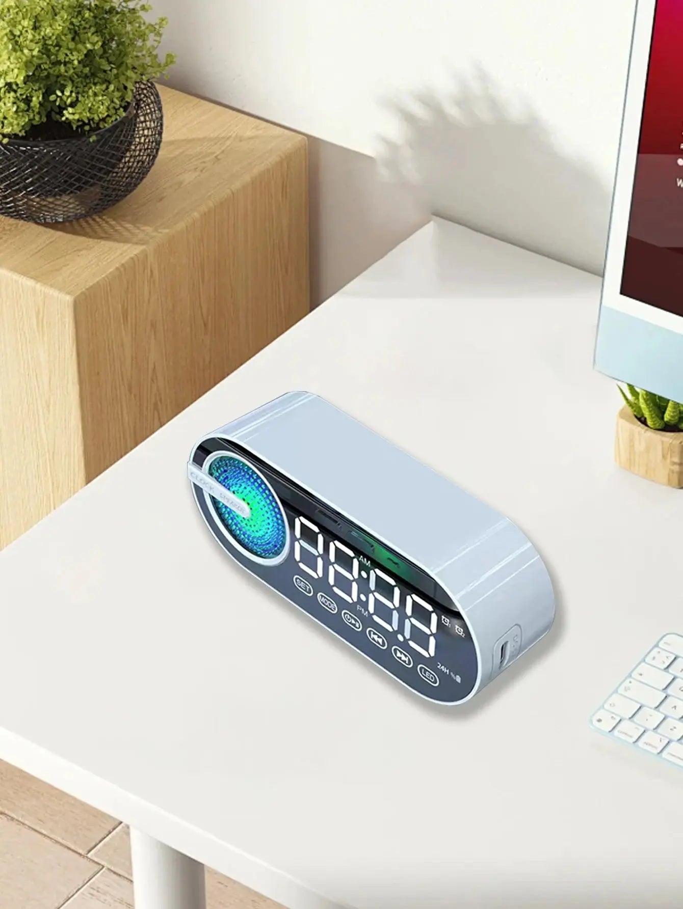 Wireless Bluetooth speaker, mini design with multiple functions as a clock, outdoor version subwoofer is powerful Shoporiz
