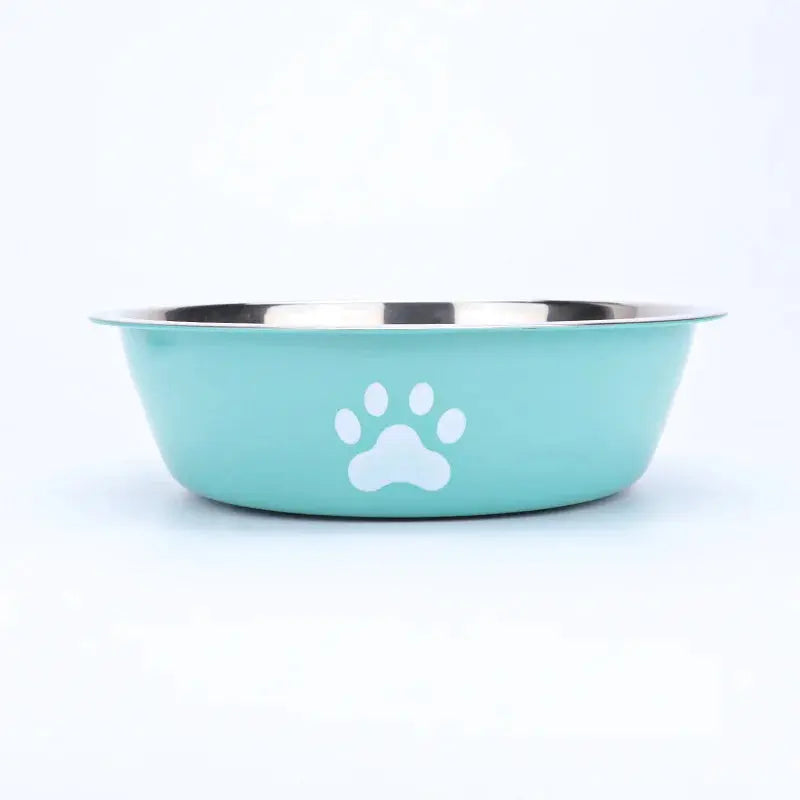 Stainless steel dog basin paw print pet supplies cat bowl dog bowl silicone anti-slip design pet drinking water feeding bowl