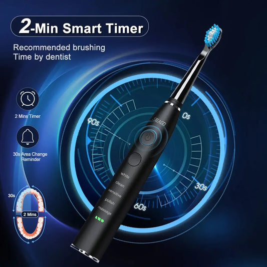 Seago Sonic Electric Toothbrush USB Rechargeable Adult with 360 Days Long Battery Life IPX7 4 Replacement Heads Travel Box SG-575 Shoporiz