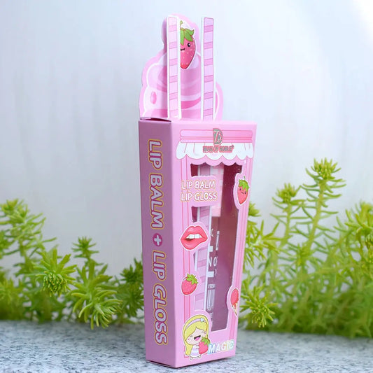 Cute Ice Cream Shiny Lip Gloss Lip Balm Set Girls Woman Waterproof Longlasting Natural Moisturizing Lips Makeup Shoporiz