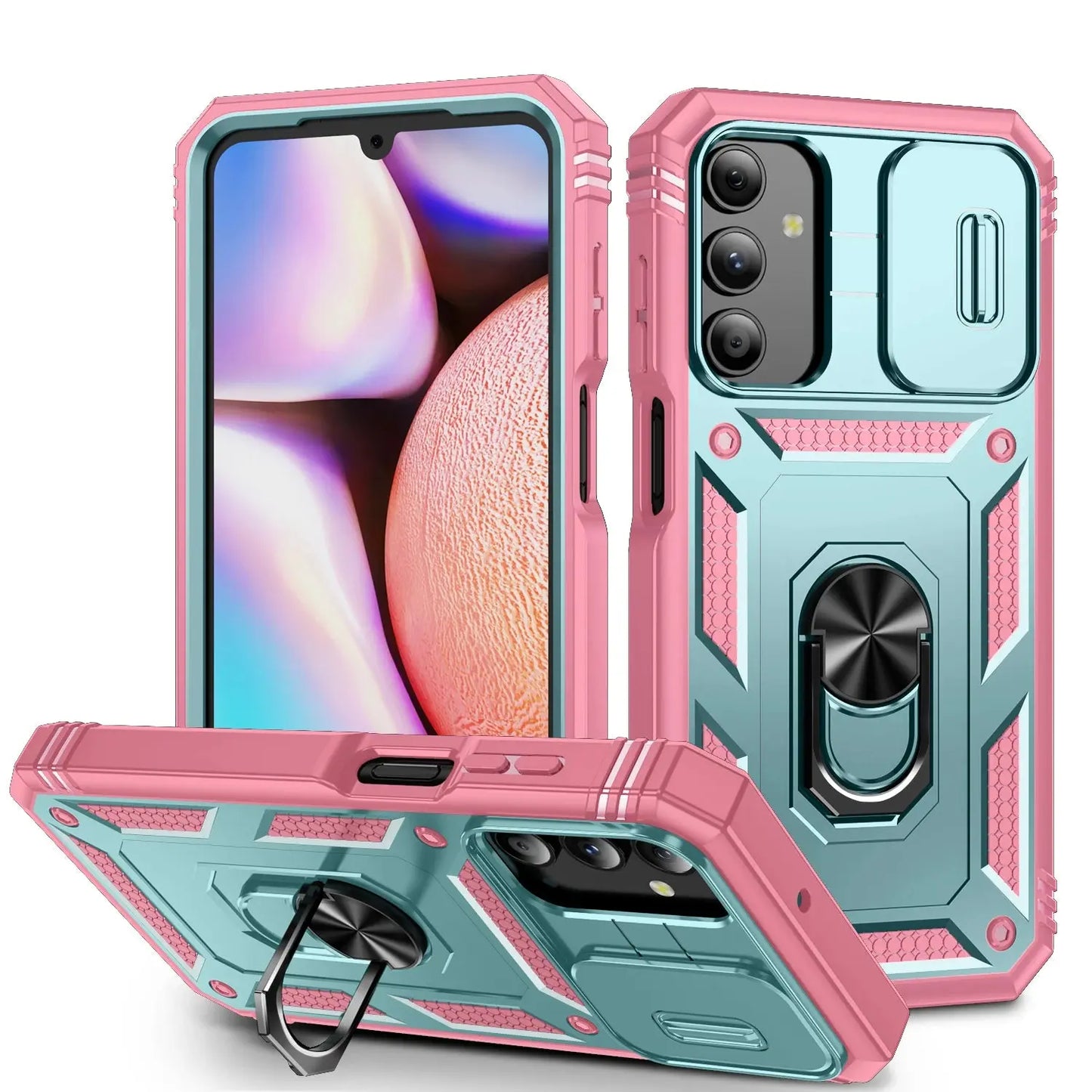 Case For Galaxy A16 A17 A15 A14 A56 A36 A26 A06 A35 A55 A25 A35 A54 A53 Camera Slide Armor Protection 360 Degree Rotate Cover