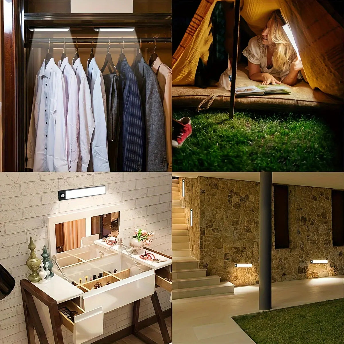 Ultra thin LED intelligent night light motion sensor USB rechargeable cabinet light suitable for lighting under cabinets wardrobes bedrooms kitchens Shoporiz