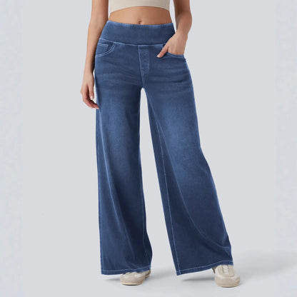 High-waisted Loose-fit Stretchy Wide-leg Jeans For Women Shoporiz