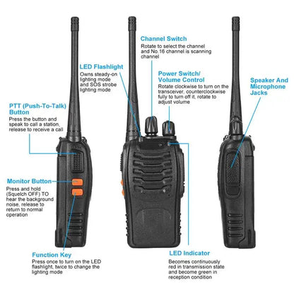 2 X Baofeng BF-888S Walkie Talkies Two Way Radio UHF 16CH 400-470MHZ Long Range