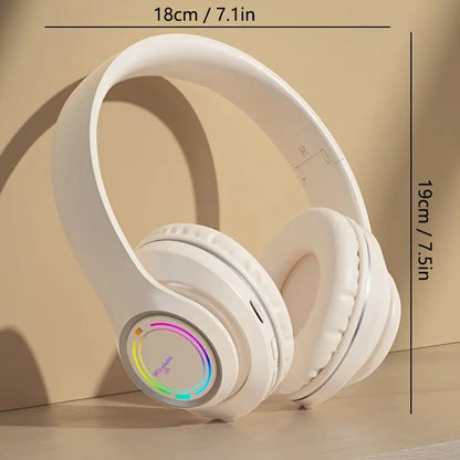 Glowing Wireless Headphones with Multi-Color LED Lights Comfortable And Foldable Design Suitable for Tablets Pcs Tvs And Phones