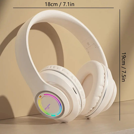 Glowing Wireless Headphones with Multi-Color LED Lights Comfortable And Foldable Design Suitable for Tablets Pcs Tvs And Phones