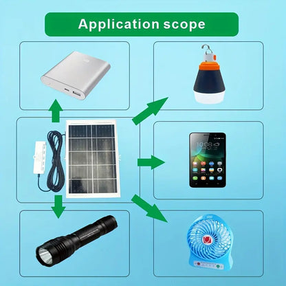 Portable 4-Port Solar Panel Charger with USB Ports, 600-800mAh Output, 5m Cable, Universal Compatibility for Smartphones and Tablets