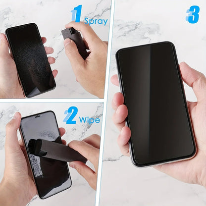 2-in-1 Microfiber Screen Cleaner and Cloth Set - Portable Spray and Wipe Kit for Phones, Tablets, and Computers - No Electronic Components, Battery-Free Cleaning Tool