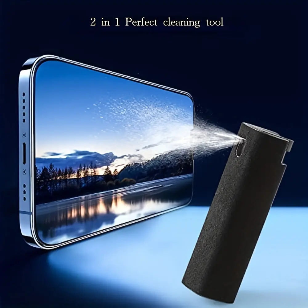 2-in-1 Microfiber Screen Cleaner and Cloth Set - Portable Spray and Wipe Kit for Phones, Tablets, and Computers - No Electronic Components, Battery-Free Cleaning Tool