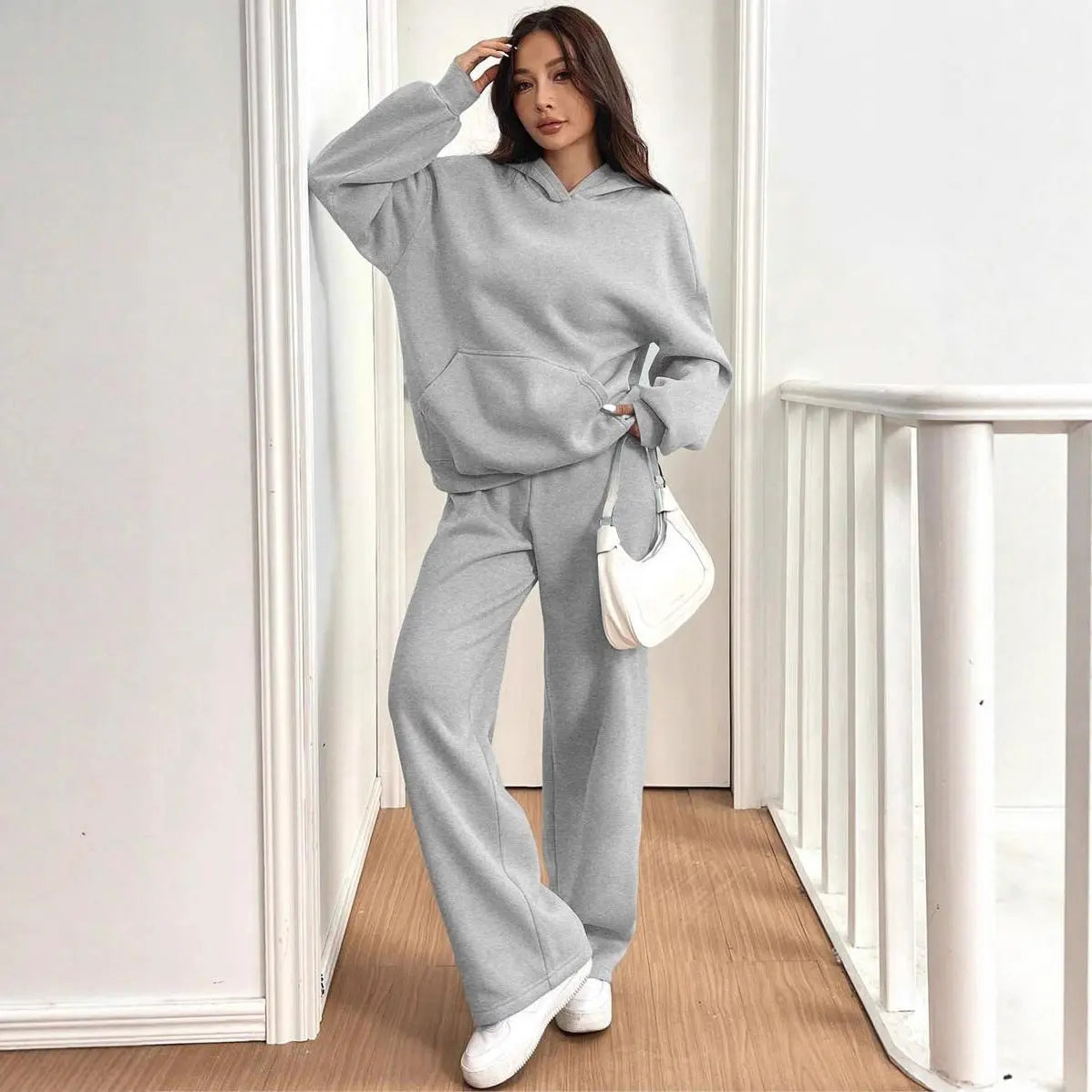 Womens Casual Warm Hooded Top And Pants Set Shoporiz