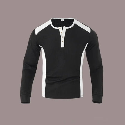 Mens Long-sleeve Sweatshirt With Patchwork Jacquard Design Loose Fit Shoporiz