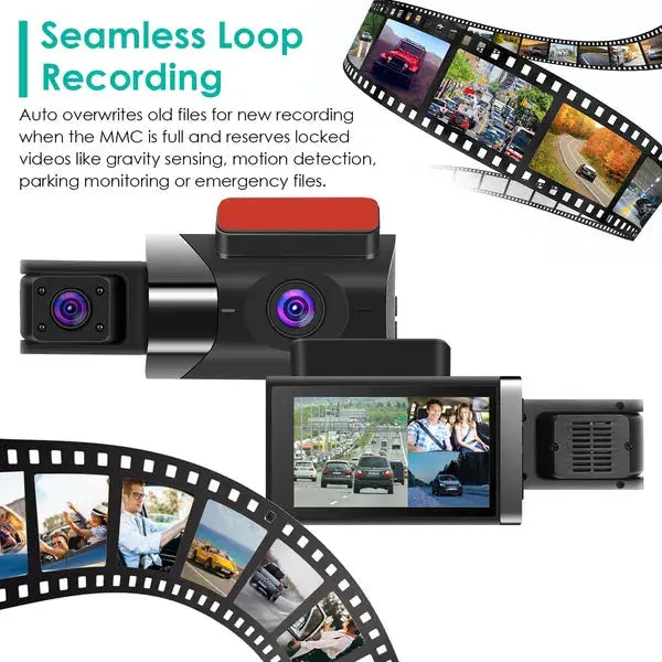 2K Car DVR 3 Channel Dash Cam Camcorder Camera Recorder With 140 Angle GPS WiFi Night Vision G-sensor Loop Recording Parking Monitor Shoporiz