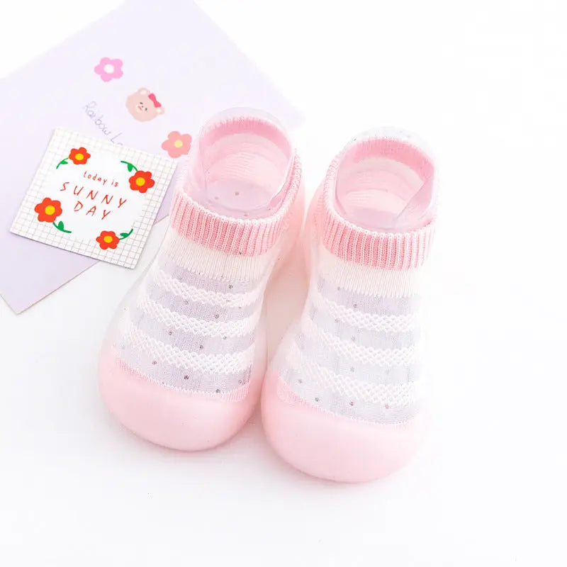 Baby Ice Silk Non-slip Socks Shoes Soft Bottom Breathable