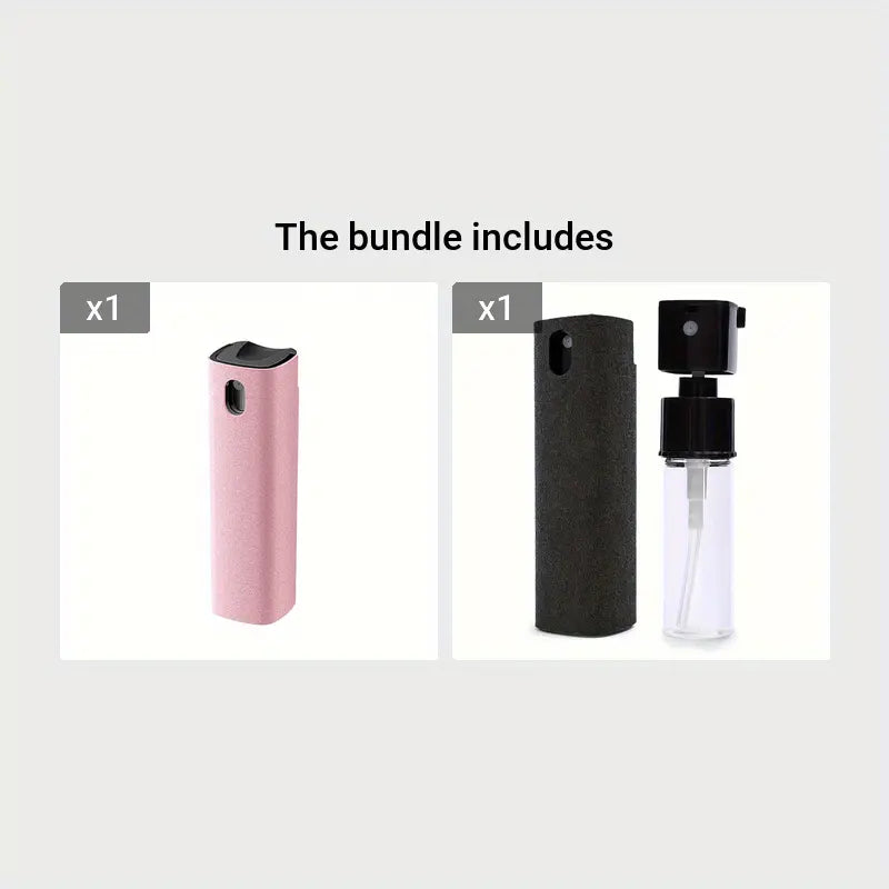 2-in-1 Microfiber Screen Cleaner and Cloth Set - Portable Spray and Wipe Kit for Phones, Tablets, and Computers - No Electronic Components, Battery-Free Cleaning Tool