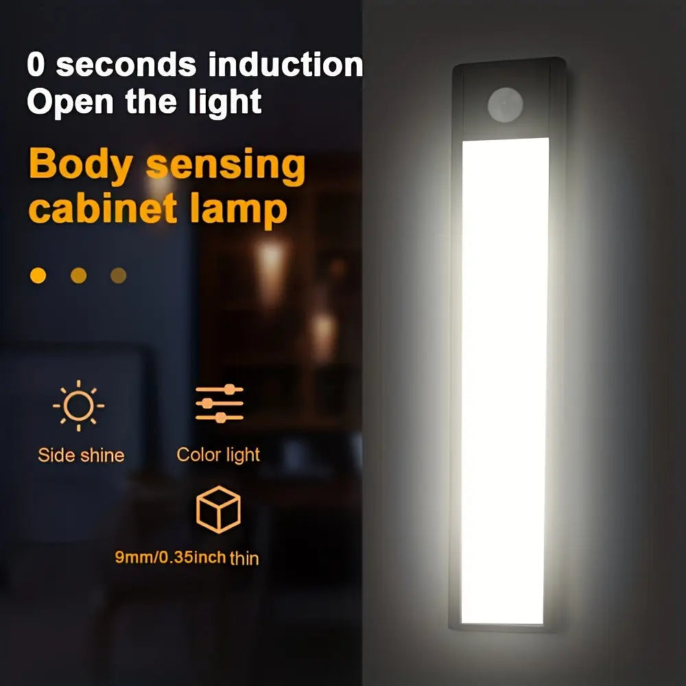 Ultra thin LED intelligent night light motion sensor USB rechargeable cabinet light suitable for lighting under cabinets wardrobes bedrooms kitchens Shoporiz
