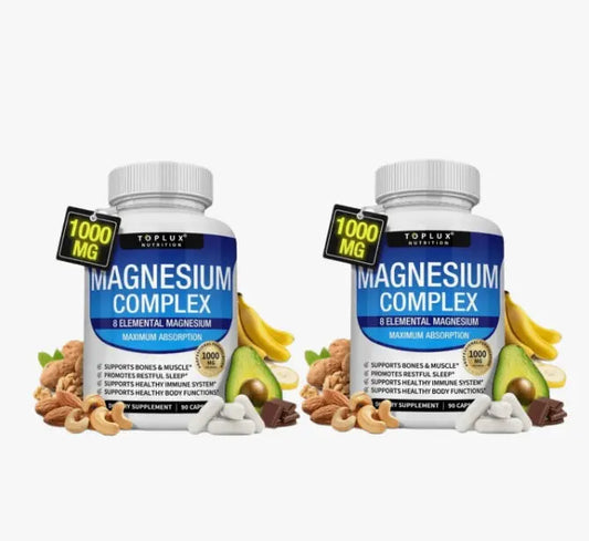 3 Bottles of Nutrition Magnesium Complex 1000mg 90 Capsules for Bone Muscle Sleep Immune Support with Malate Taurate Chelated for Easy Absorption