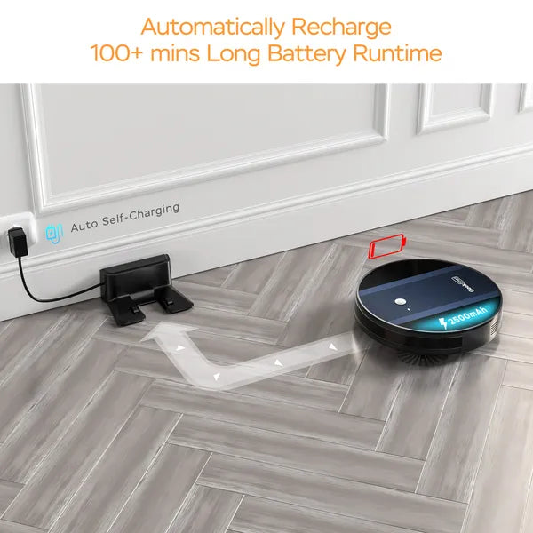 Geek Smart Robot Vacuum Cleaner G6;  Ultra-Thin;  1800Pa Strong Suction;  Automatic Self-Charging;  App Control;  Custom Cleaning;  Great For Hard Floors To Carpets
