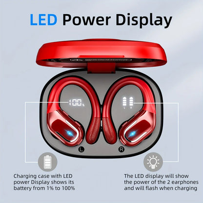 LIFEBEE New Wireless Earbuds for Running Sports, Wireless Earphones with Earhooks Pure Bass Sound, Over Ear Headphones with Dual-LED Display, Noise Cancelling Headset Earphones Built-in Microphone