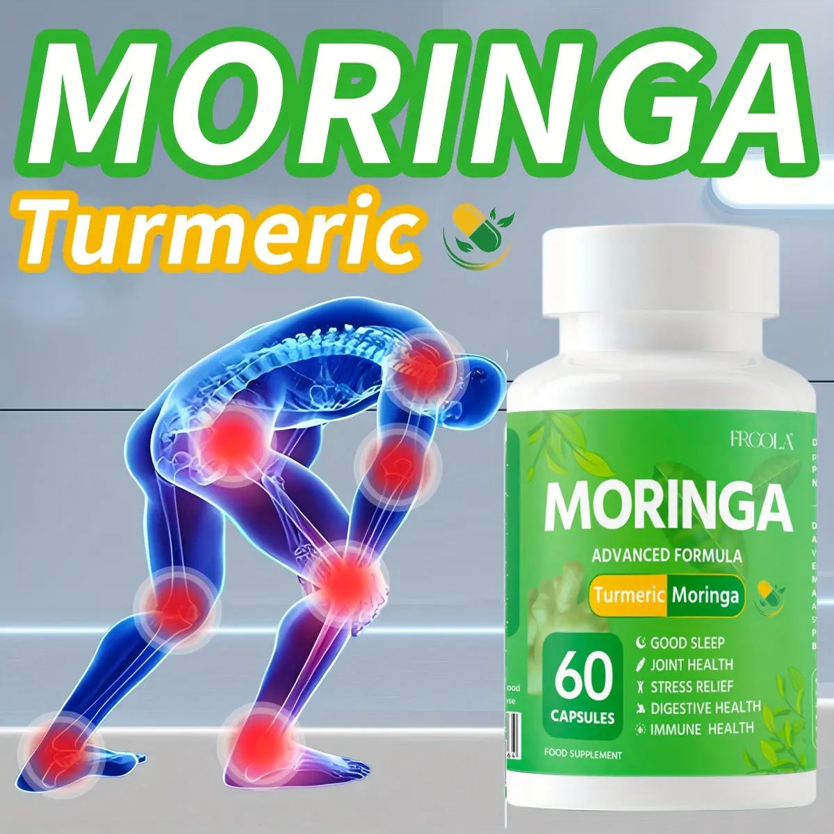 1pc Premium Moringa Leaf Powder - Pure Single Origin Capsules For Nutrition And Wellness - Rich In Antioxidants And Vitamins For Healthy Living