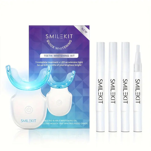 Rapidly Rechargeable Wireless Teeth Whitening Kit Advanced LED Blue Light for Safe & Easy At-Home Use Includes 4 Whitening Gel Pens for a Naturally Radiant Stain-Free Smile Shoporiz