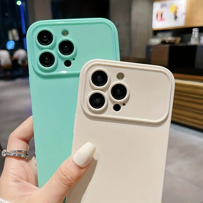 Luxury Solid Color TPU Shockproof Phone Case For IPhone 14 Pro Max 13 12 15 Pro Max Lens Protection Bumper Rear Cover For IPhone 11 Pro Max X XS XR 8 7 Plus Case