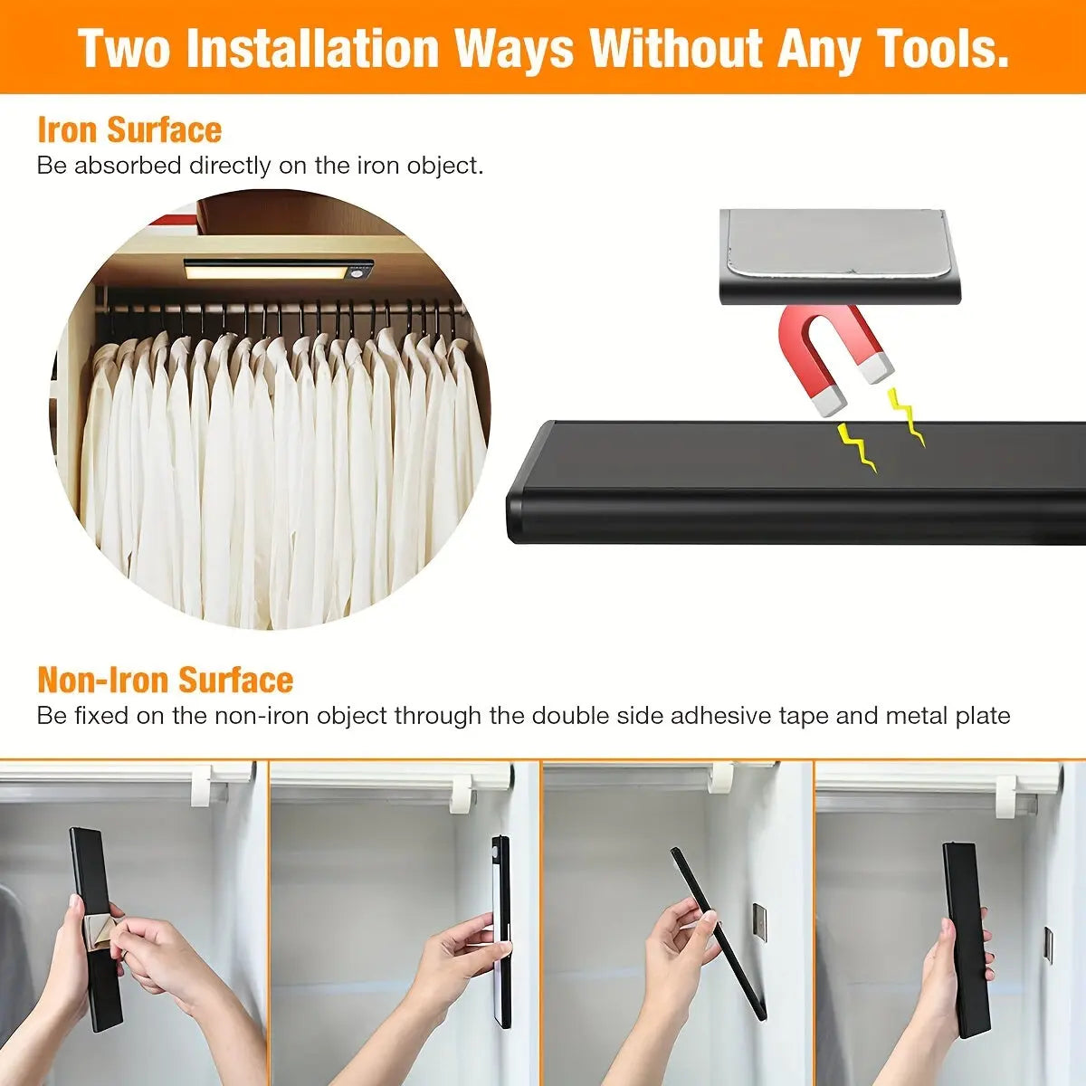 Ultra thin LED intelligent night light motion sensor USB rechargeable cabinet light suitable for lighting under cabinets wardrobes bedrooms kitchens Shoporiz