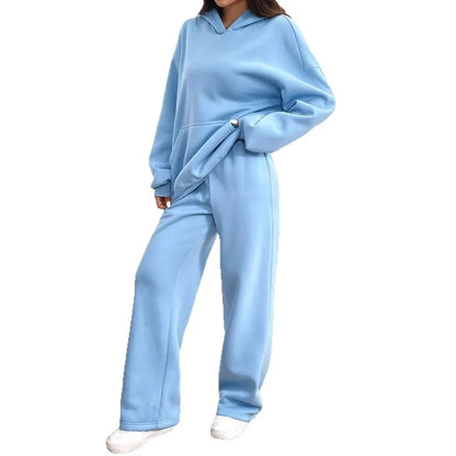 Womens Casual Warm Hooded Top And Pants Set Shoporiz