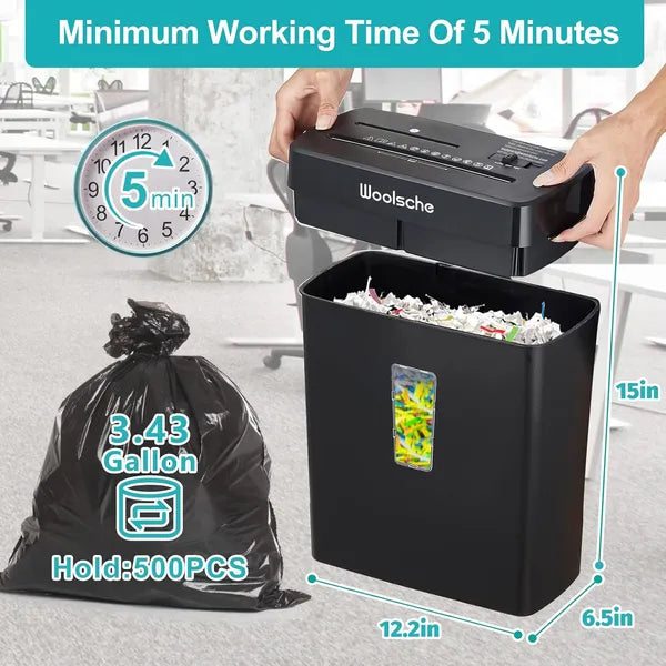 Woolsche Paper Shredder - 10-Sheet Cross Cut With 3.43-Gallon Basket - P-4 Security Level - 3-Mode Design - Shreds CD And Credit Card - Durable, Fast, And Jam Proof For H