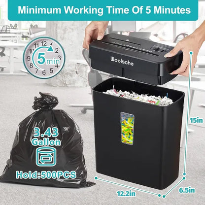 Woolsche Paper Shredder - 10-Sheet Cross Cut With 3.43-Gallon Basket - P-4 Security Level - 3-Mode Design - Shreds CD And Credit Card - Durable, Fast, And Jam Proof For H
