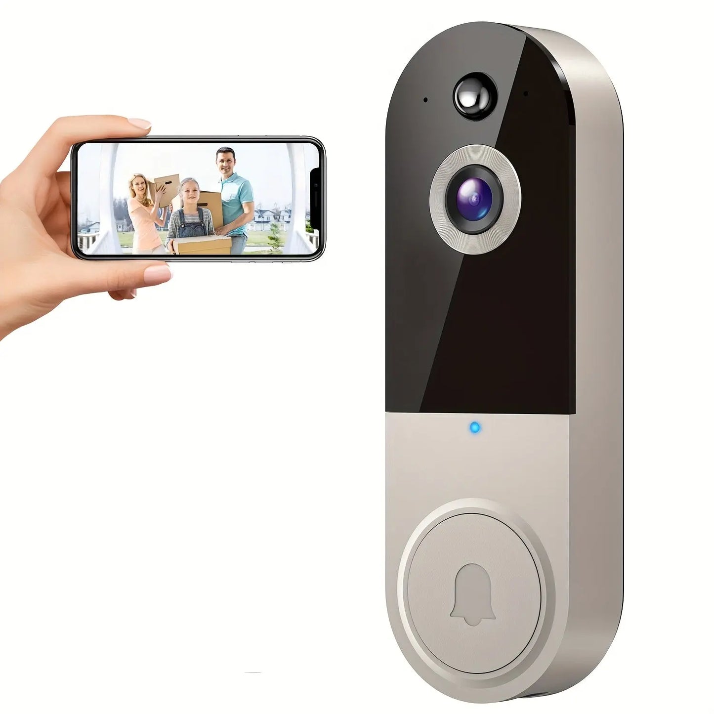 1440P Wireless Smart Doorbell, WiFi Camera, Night Vision Function, Artificial Intelligence Snapshot, Rechargeable Battery, Photo And Video Taking, Two-way Intercom, Local Storage
