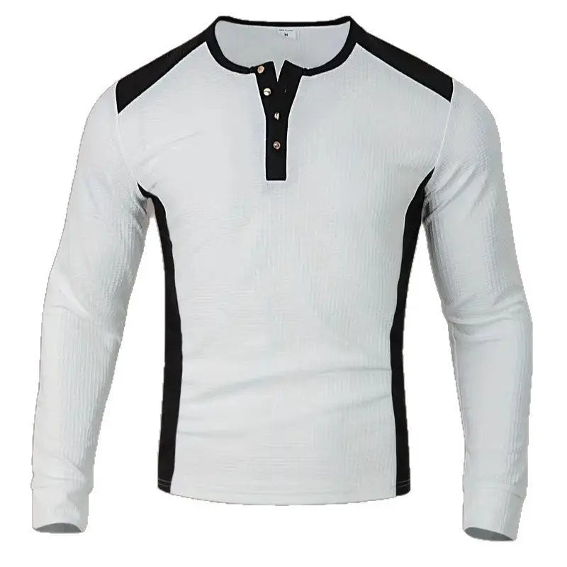 Mens Long-sleeve Sweatshirt With Patchwork Jacquard Design Loose Fit Shoporiz