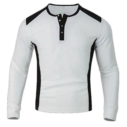 Mens Long-sleeve Sweatshirt With Patchwork Jacquard Design Loose Fit Shoporiz