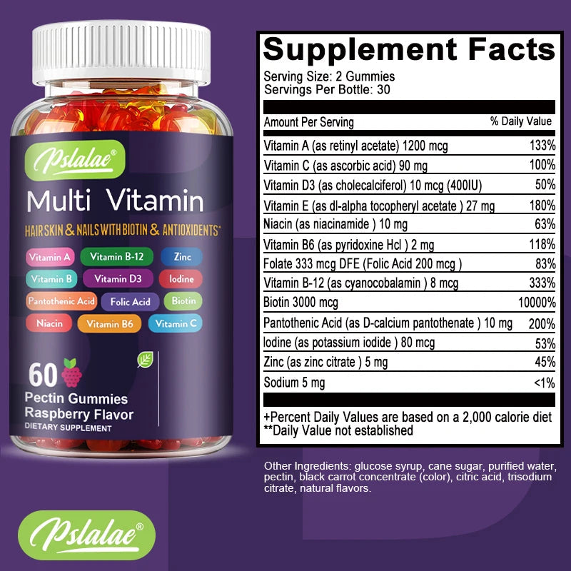 Multivitamin Gummies - with Vitamins and Minerals - Enhances Energy Levels, Immune Support, Antioxidant - 60 Gummies shoporiz