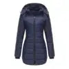 Women's Winter Warm Hooded Padded Coat Custom Slim Long Jacket with Zipper Closure Breathable Eco-Friendly Windproof Polyester Filling